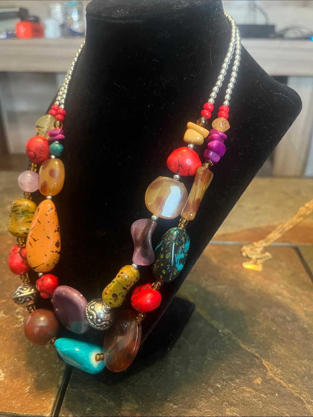 Multicolor Statement Beaded Necklace - Artisan Women Jewelry - Picture 4 of 8